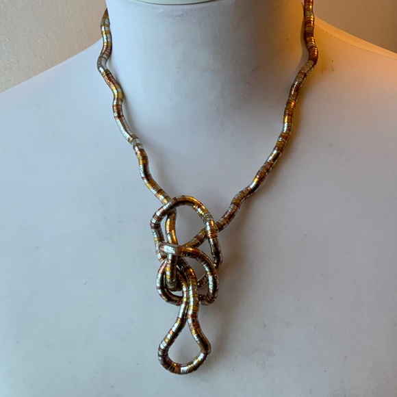 Industrial/Techno style maleable metallic necklace / bracelet. - Picture 2 of 5